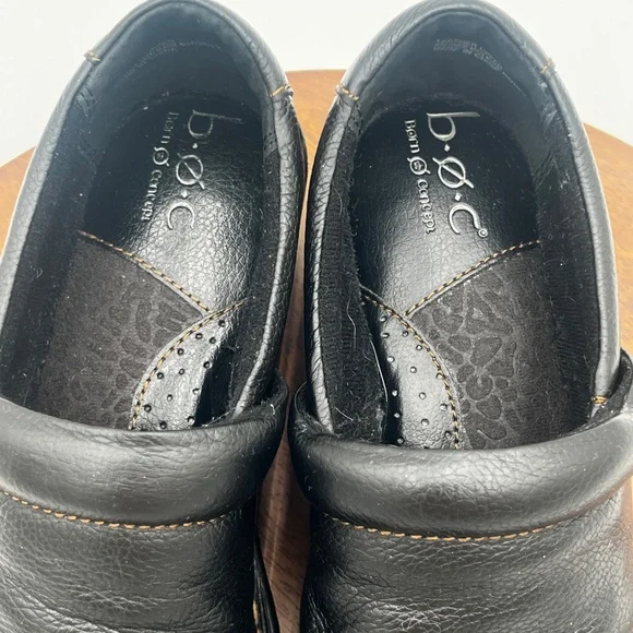 Born Concept Black Leather Slip-On Casual Loafer Clog Block Heel Women’s Sz 8M/W - Picture 5 of 10